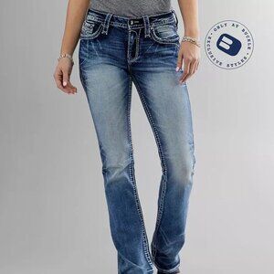 Rock Revival Women's Blue Fay Mid-Rise Stretch Denim Bootcut Jeans Size 29/32